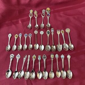 Vintage Souvenir Collector Spoon Lot 27 Travel Landmark Shields  Mixed Styles